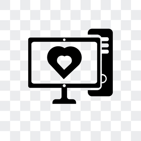 Computer tower and monitor vector icon isolated on transparent backgroundのイラスト素材