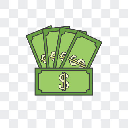 Money vector icon isolated on transparent background, Money logo conceptのイラスト素材
