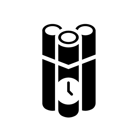 Time Bomb with Clock icon. Trendy Time Bomb with Clock logo concept on white background from army and war collection. Suitable for use on web apps, mobile apps and print media.のイラスト素材