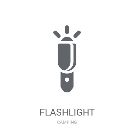 Flashlight icon. Trendy Flashlight logo concept on white background from camping collection. Suitable for use on web apps, mobile apps and print media.のイラスト素材
