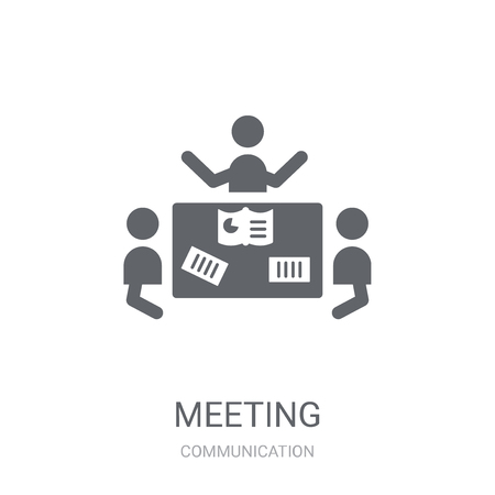 Meeting icon. Trendy Meeting logo concept on white background from Communication collection. Suitable for use on web apps, mobile apps and print media.のイラスト素材