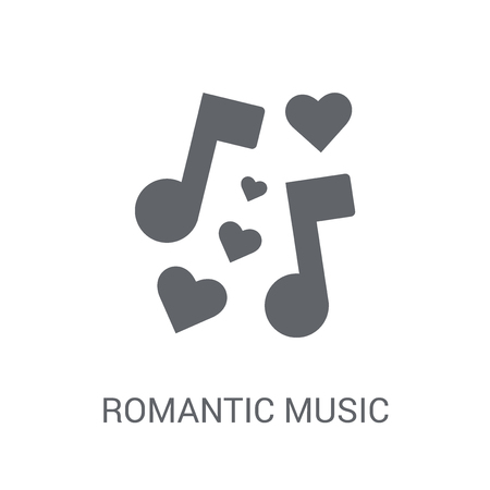 Romantic music icon. Trendy Romantic music logo concept on white background from Birthday party and wedding collection. Suitable for use on web apps, mobile apps and print media.のイラスト素材