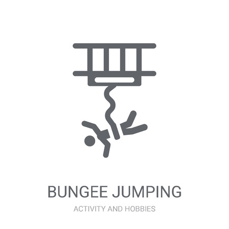 Bungee jumping icon. Trendy Bungee jumping logo concept on white background from Activity and Hobbies collection. Suitable for use on web apps, mobile apps and print media.のイラスト素材