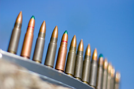 Cartridge case to the tommy - gun well - balanced side by side on chambers の写真素材