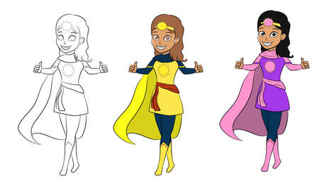 Super Girl Hero Cartoon Characterのイラスト素材