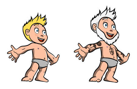 Cartoon Boy & Men With Beard Standingのイラスト素材