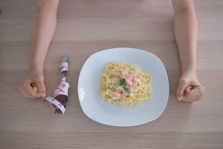 Stop eating fat and creamer. diet conceptの写真素材