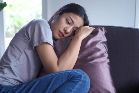 Asian women with mental illness, anxiety, hallucinations, mental falls