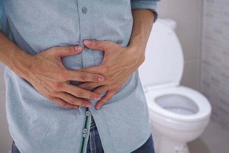 Men have contraction and stomach pain. diarrhea conceptの写真素材