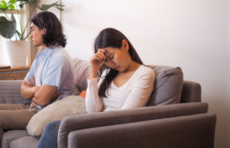 Couples feel angry and sad after fighting family problems