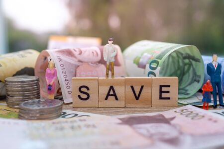 Korean currency bank and coins. Facilitate Make the lifestyle of people in society Concept of saving money for the futureの写真素材