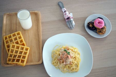 Avoiding desserts, sweets and fatty foods. diet conceptの写真素材