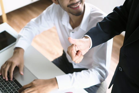 Executives admire the staff after the presentation of the investment budget of the new project. Good jobの写真素材