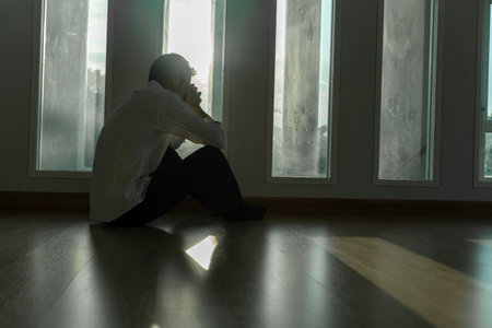 Depression and mental illness. Asian man disappoint, sad after receive bad news. Stressed boy...