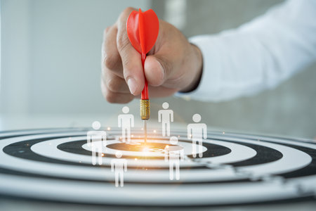 Human resources or human resource management, target darts focus on the requirement, employee for human development recruitment Leadership and customer target.resume, interview, AIM, competenceの写真素材