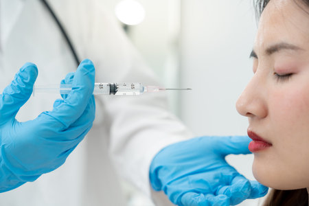 Cosmetic surgery, skin whitening injection, filler injection, Skin reface, beautiful Asian girls receive beauty treatments at beauty clinic, skincare, pore rejuvenation, wrinkle, baby faceの写真素材