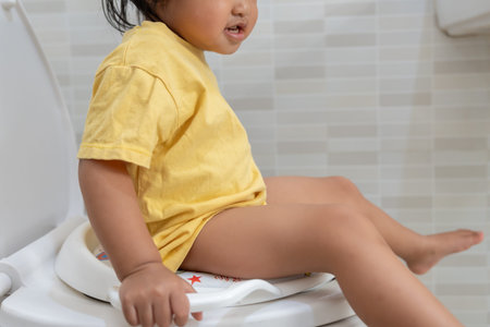 child going to the toilet, constipation in children, dyspepsia, abdominal pain, crying, defecating,...
