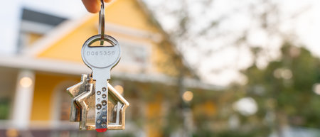 lease, rental and selling home. Real estate agent manager sent home for new owner. rent house, Sales, loan credit financial, insurance, Seller, dealer, installment,  buy, sell, move inの写真素材