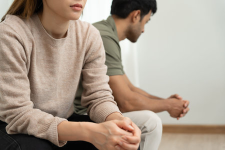 quarrels. couples are desperate and disappointed after marriage. Husband and wife are sad, upset and...