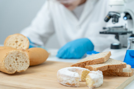 Scientist check chemical and fungus in laboratory. Control experts inspect the concentration of chemical residues. hazards, standard, prohibited substances, contaminate,の写真素材
