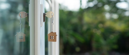Landlord key for unlocking house is plugged into the door. Second hand house for rent and sale....