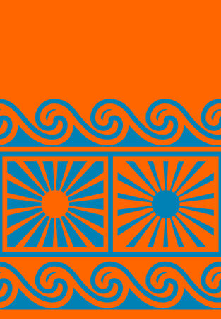 seamless abstract sun and wave borderのイラスト素材