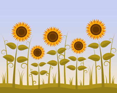 background with abstract sunflowersのイラスト素材