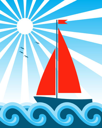 sailboat on the seaのイラスト素材