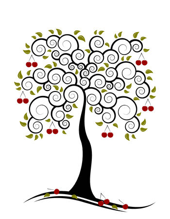 vector abstract cherry tree on white backgroundのイラスト素材