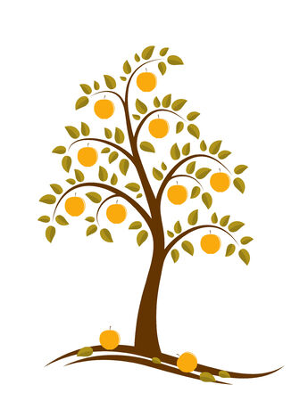 vector apple tree on white backgroundのイラスト素材