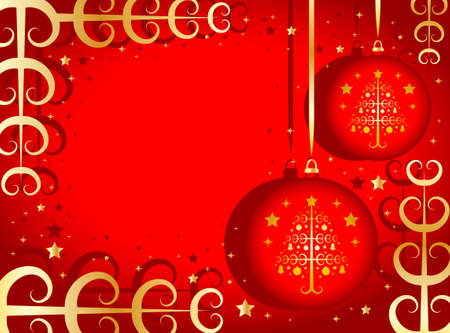 background with christmas balls with christmas tree decorのイラスト素材