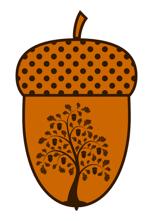 vector oak tree in acorn on white backgroundのイラスト素材