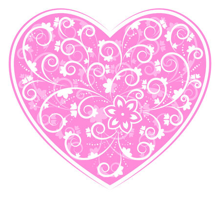 floral heart on white backgroundのイラスト素材