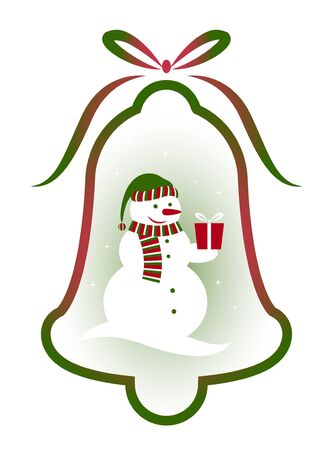Christmas bell with snowman decor on white backgroundのイラスト素材