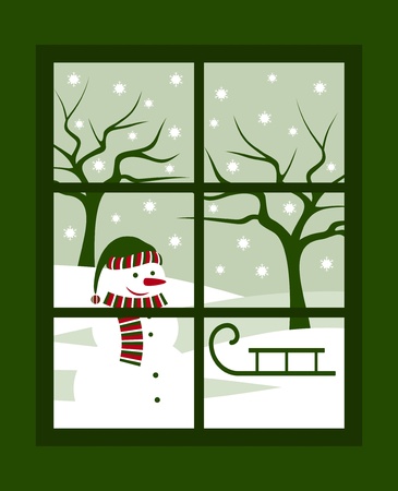 winter landscape outside the windowのイラスト素材