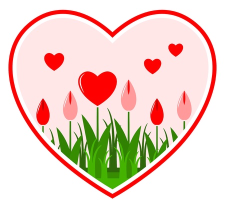 vector heart flowers in heart on white backgroundのイラスト素材