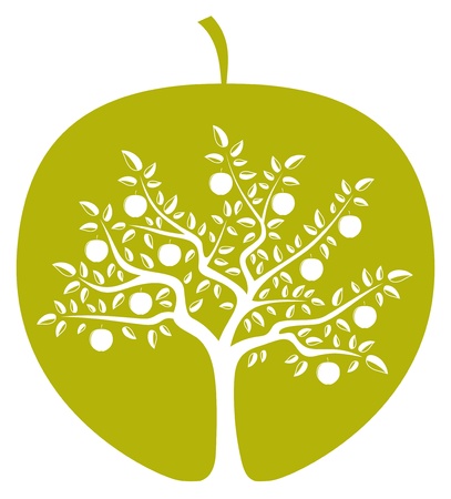 vector apple tree in apple on white backgroundのイラスト素材
