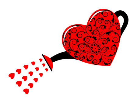vector heart watering can isolated on white backgroundのイラスト素材