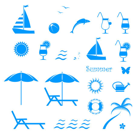 collection of vector summer icons isolated on white backgroundのイラスト素材