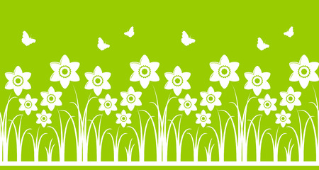 seamless vector daffodils borderのイラスト素材