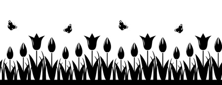 seamless tulips border isolated on white backgroundのイラスト素材