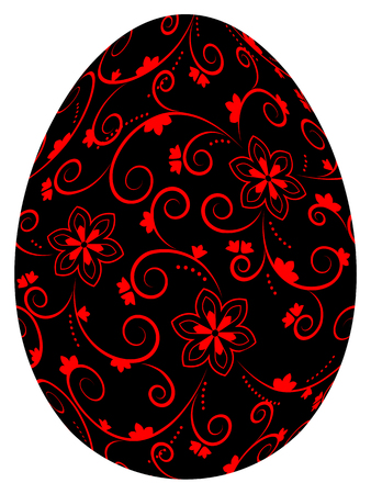 easter egg with floral decor isolated on white backgroundのイラスト素材