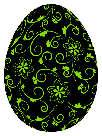 vector easter egg with floral decor isolated on white backgroundのイラスト素材