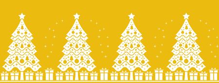 seamless vector border with christmas trees and giftsのイラスト素材