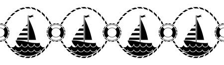 vector seamless nautical border isolated on white backgroundのイラスト素材
