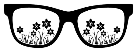 daffodils in glasses isolated on white backgroundのイラスト素材