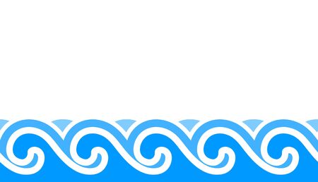seamless vector waves border isolated on white backgroundのイラスト素材
