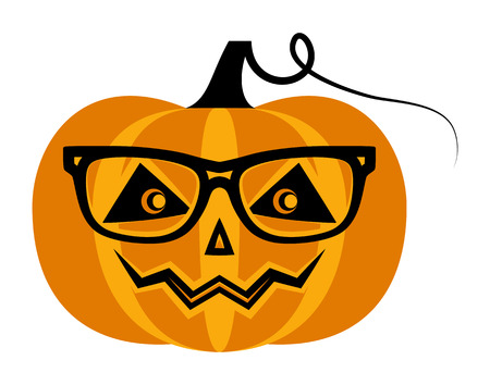 A vector pumpkin with glasses isolated on white backgroundのイラスト素材