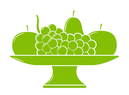 vector fruit bowl isolated on white backgroundのイラスト素材