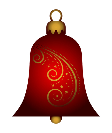 vector christmas bell with ornamental decor isolated on white backgroundのイラスト素材